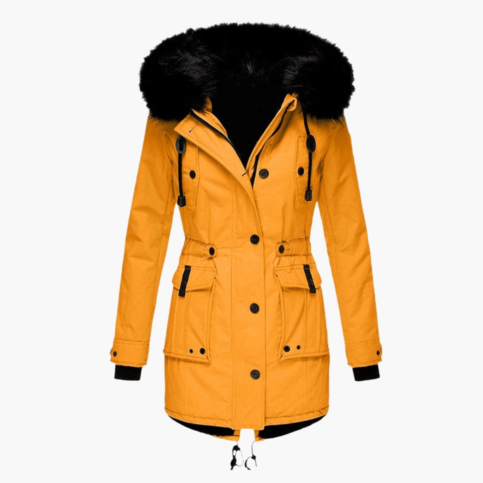 Women's Hooded Parka Coat Insulated Waterproof Black - VibreMode