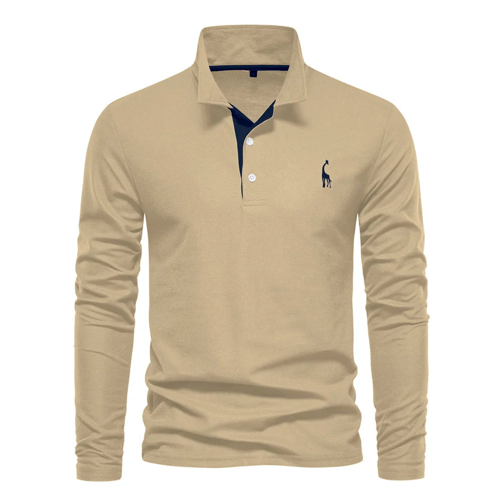 Men's Long Sleeve Polo Jumper Cotton Classic Collar