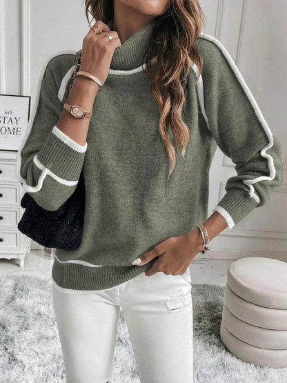 Women's Warm Lined Sweater Cozy Acrylic Beige - VibreMode