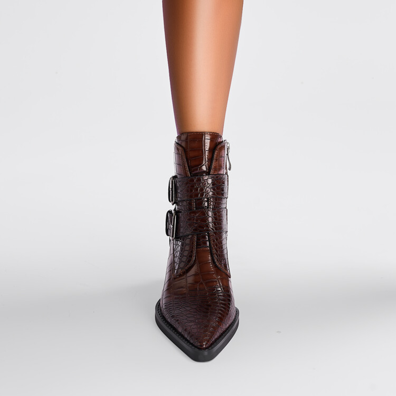 Women's Ankle Boots Textured Buckle Style