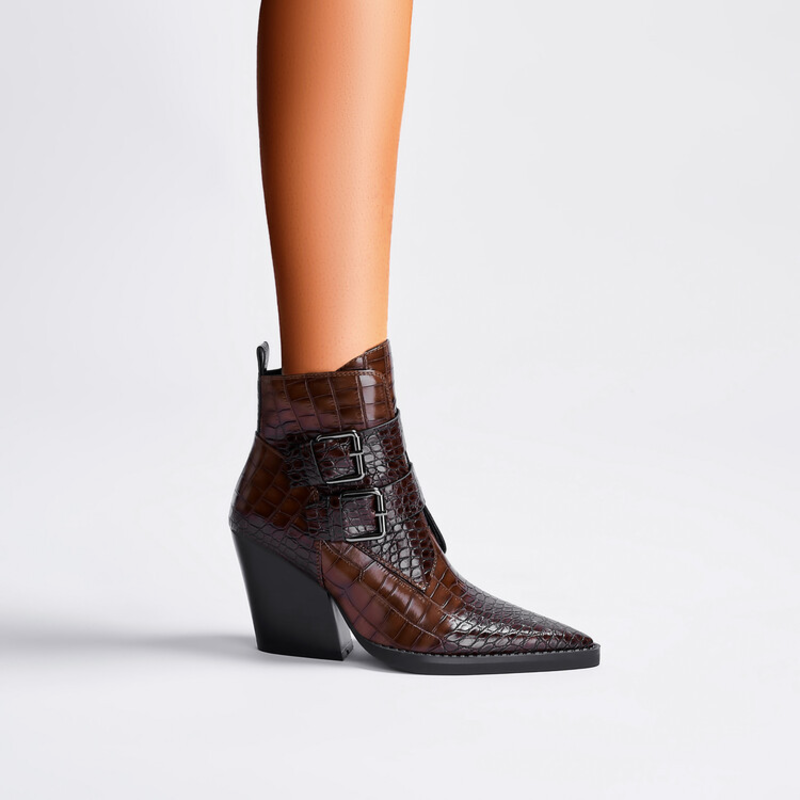 Women's Ankle Boots Textured Buckle Style