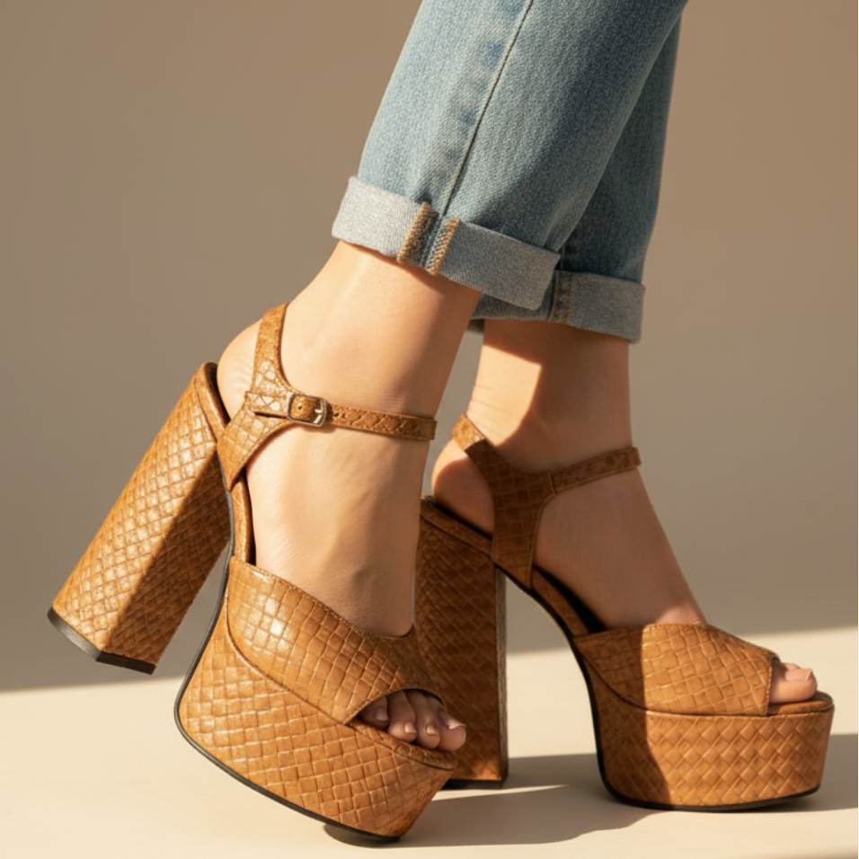 Valentina Women's Platform High Heels Buckle Detail