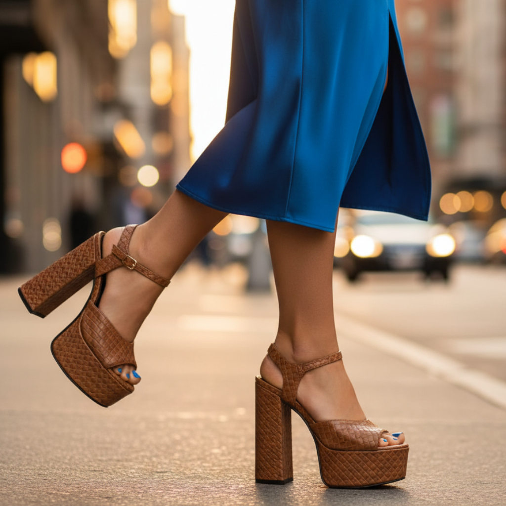 Women's Buckle Platform Heels