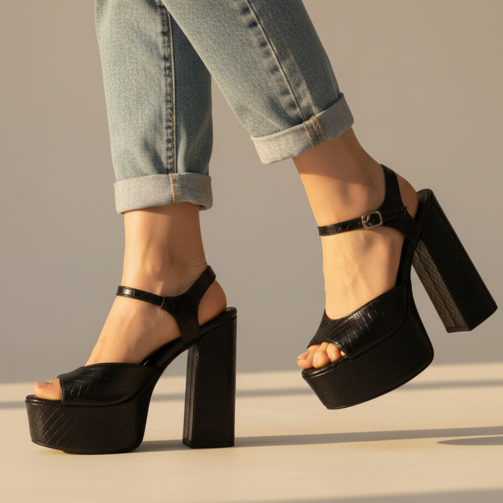 Valentina Women's Platform High Heels Buckle Detail