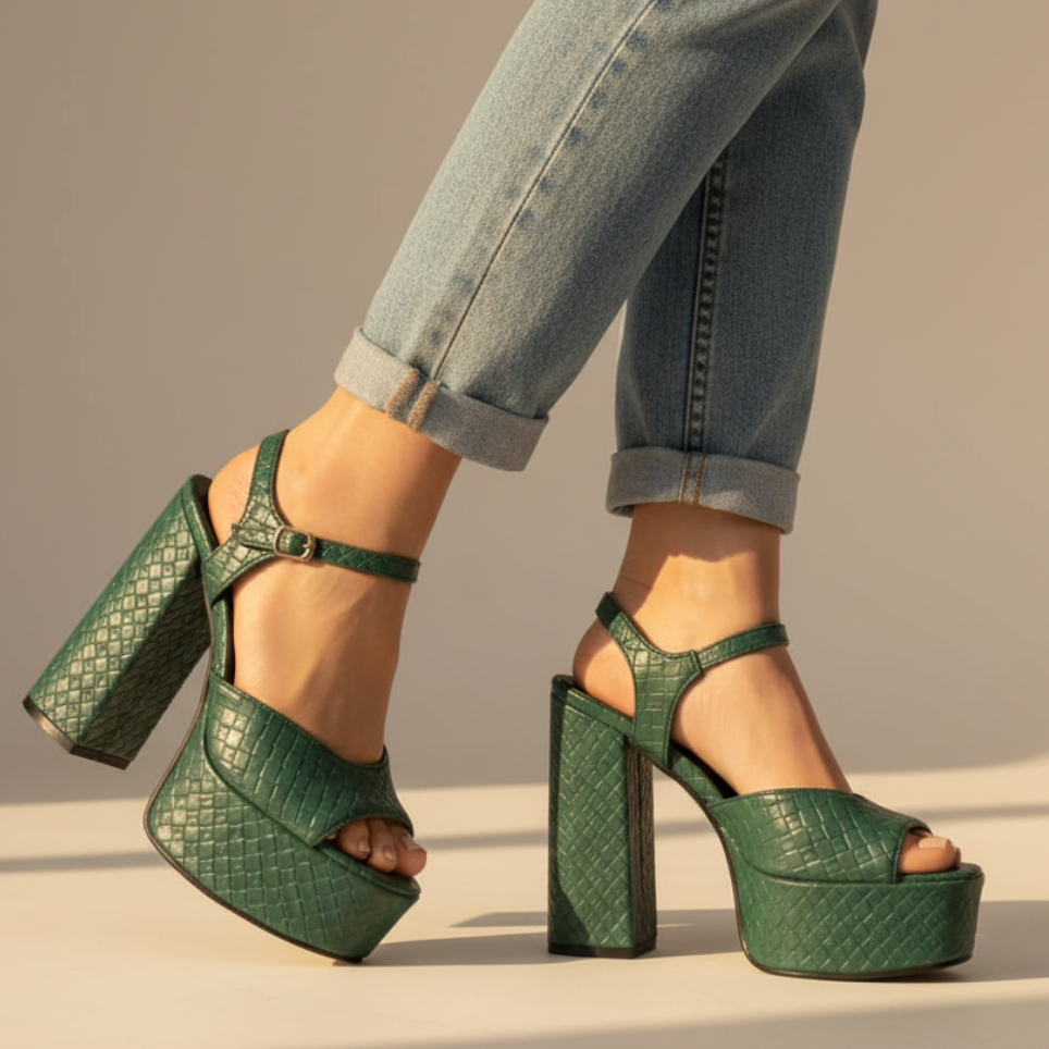 Valentina Women's Platform High Heels Buckle Detail