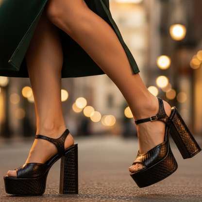 Women's Buckle Platform Heels