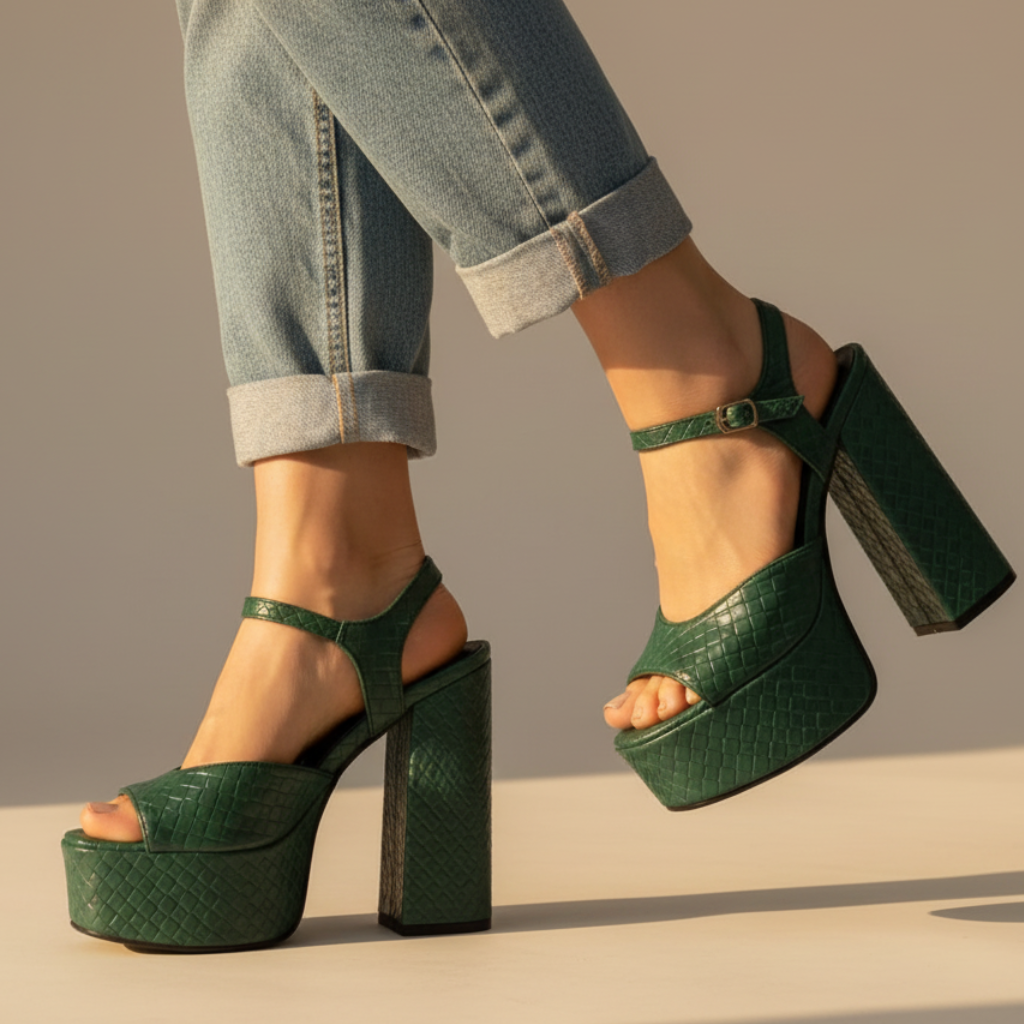 Valentina Women's Platform High Heels Buckle Detail