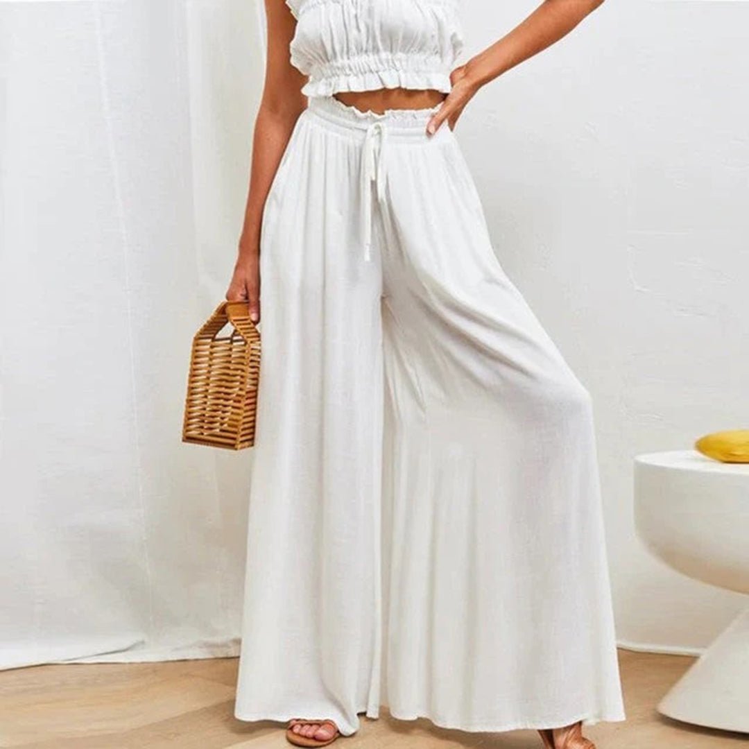 Women's Smocked High Waist Wide Leg Pants - VibreMode