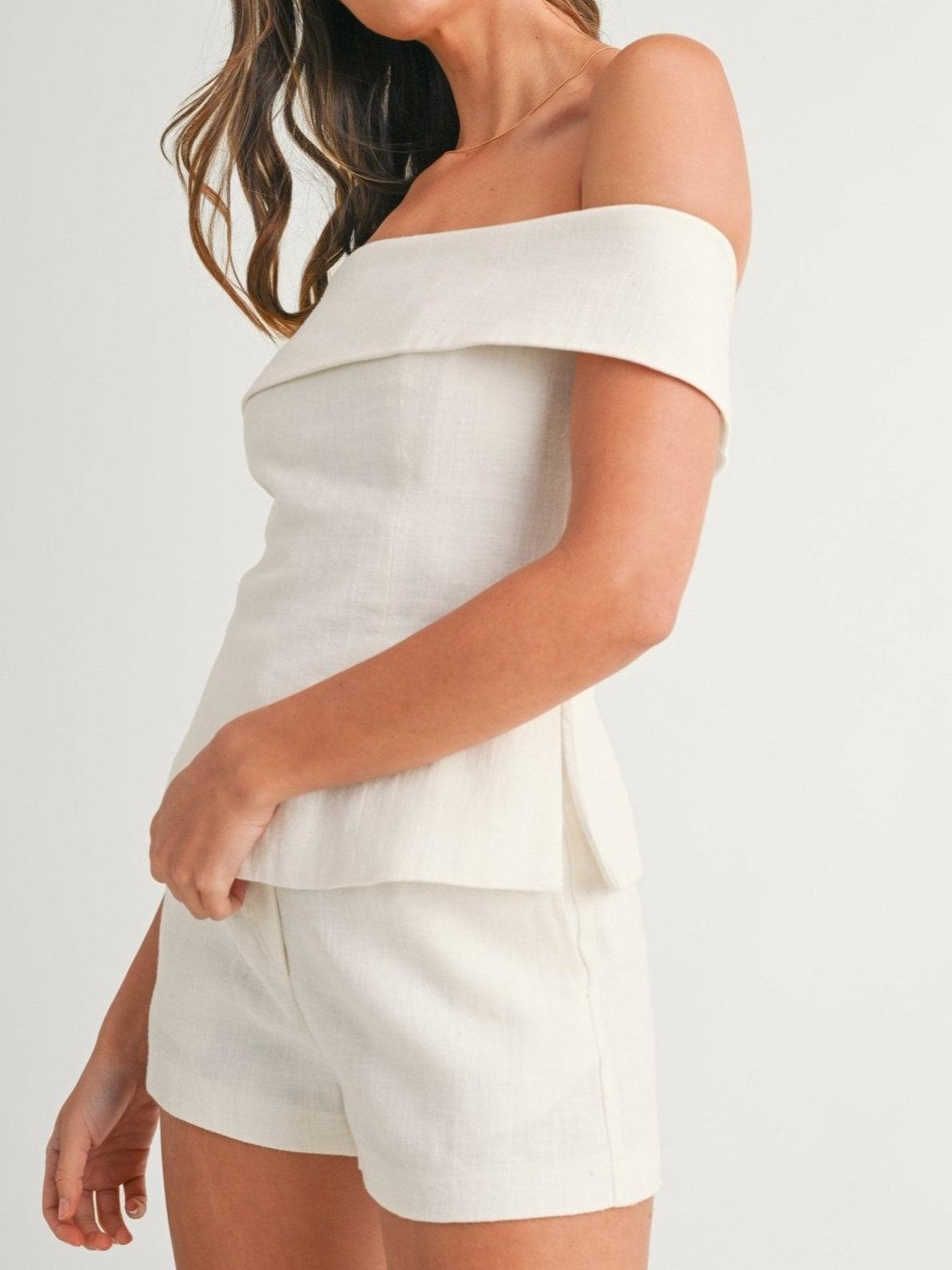 Women's Off Shoulder And Shorts Set