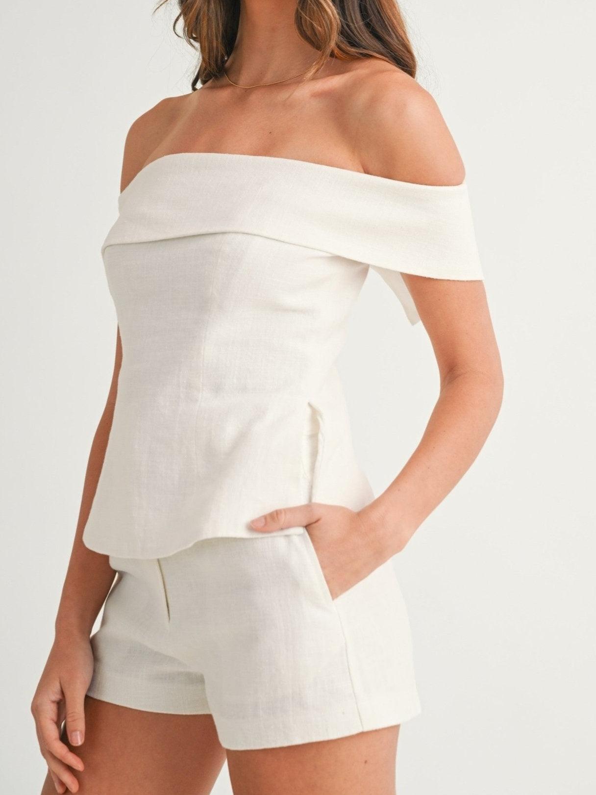 Women's Off Shoulder And Shorts Set