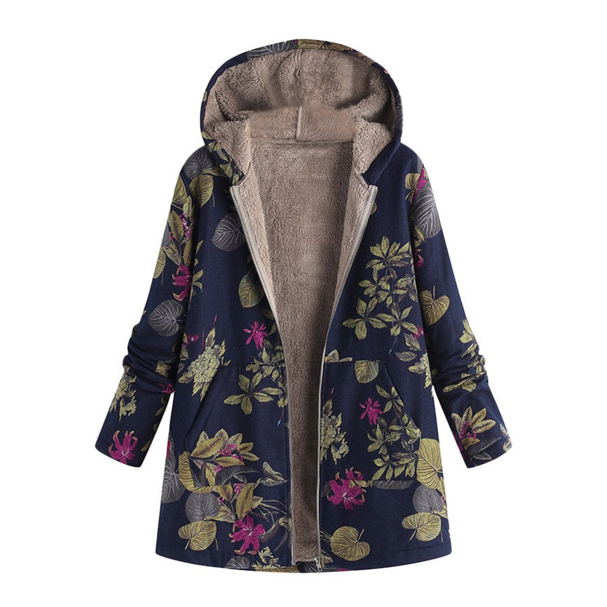Womens Printed Jacket Front Pockets - VibreMode