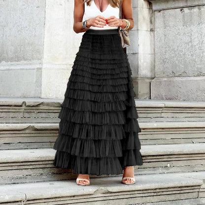 Women's Elegant Tulle Midi Skirt