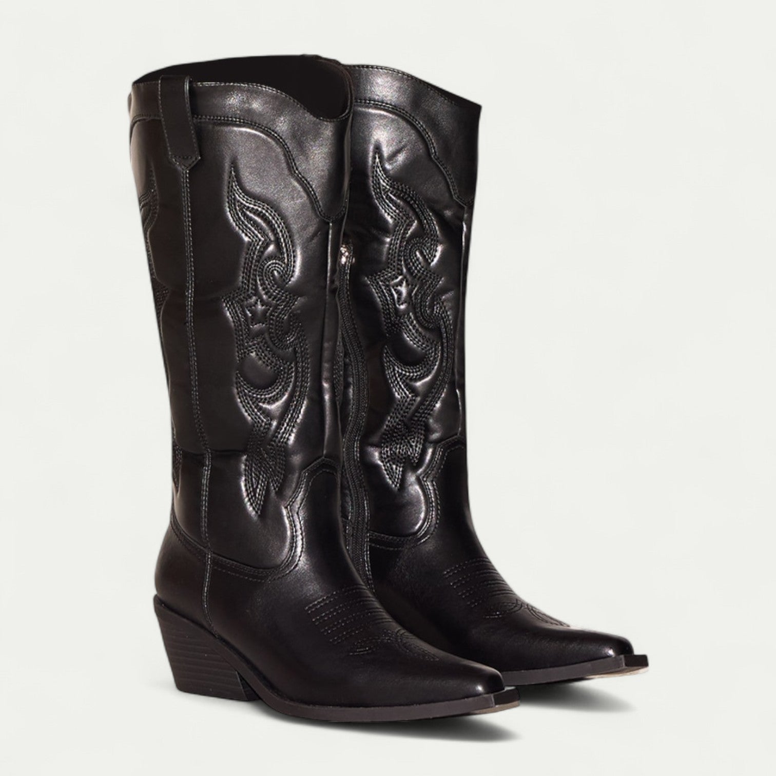 Women's Pointed Toe Boots Decorative Stitch Pattern - VibreMode
