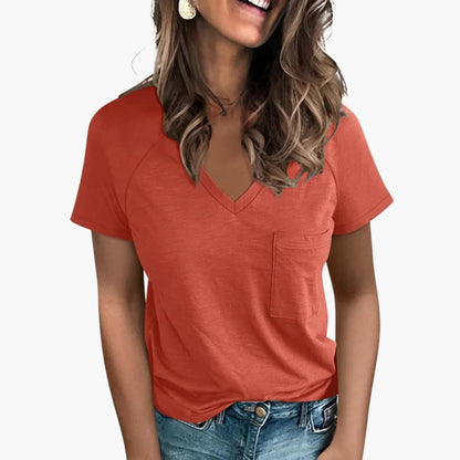 Women's Cotton Short Sleeve V-Neck T-Shirt