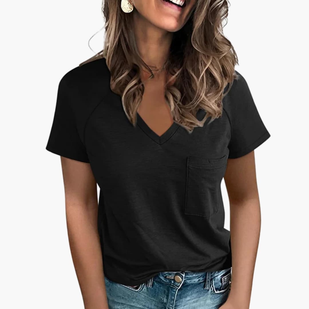Women's Cotton Short Sleeve V-Neck T-Shirt