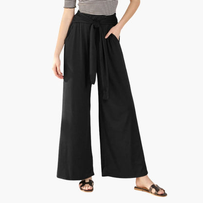 Women's Wide Leg Summer Pants High Waisted Bow Tie Waist