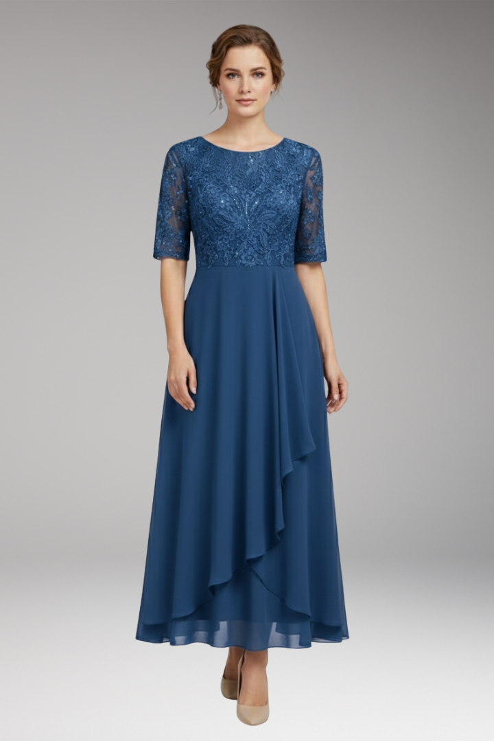 Women's Midi Dress High Waist Short Sleeves