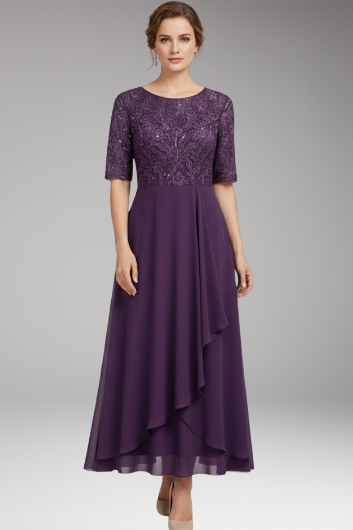 Women's Midi Dress High Waist Short Sleeves