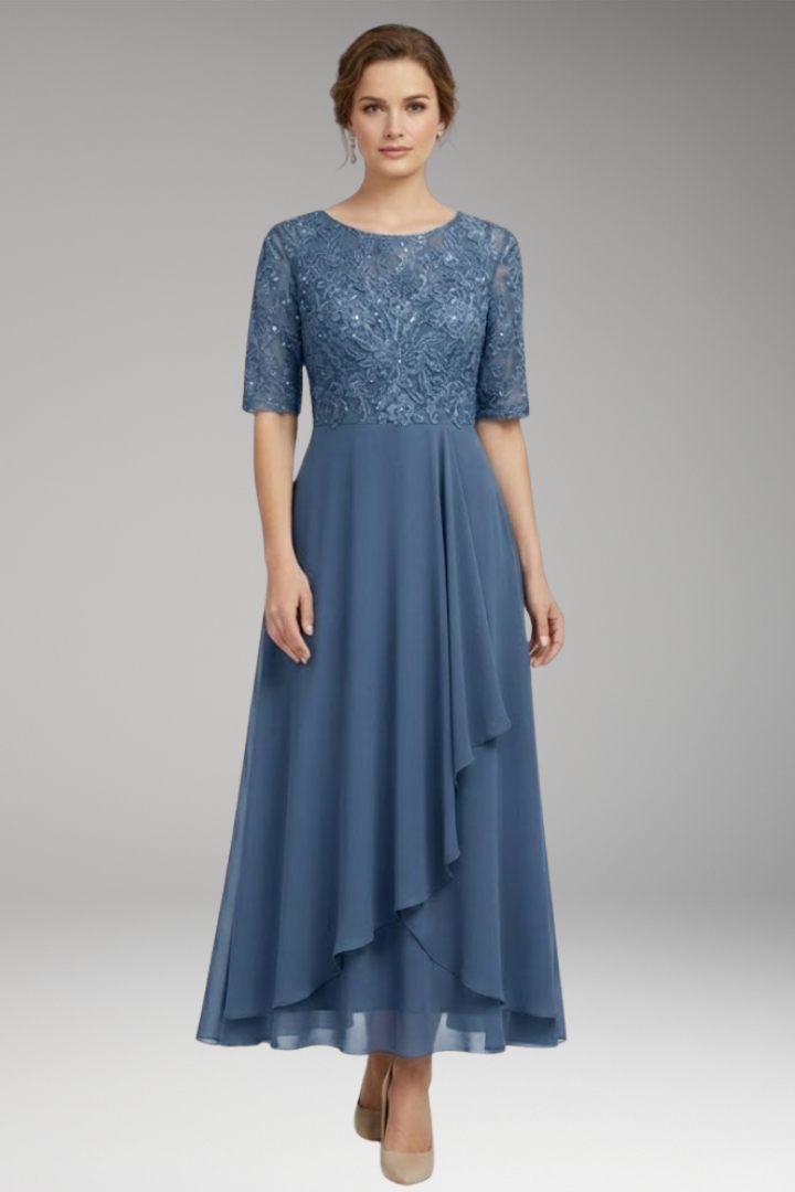 Women's Midi Dress High Waist Short Sleeves