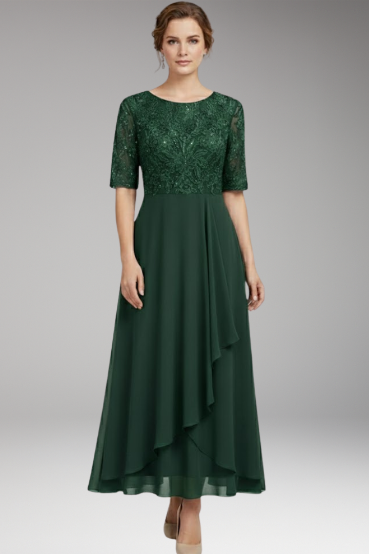 Women's Midi Dress High Waist Short Sleeves