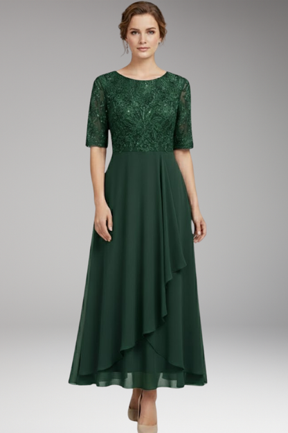 Women's Midi Dress High Waist Short Sleeves
