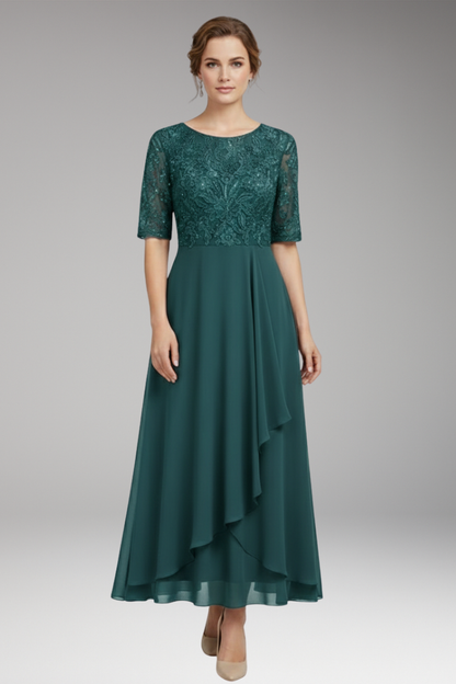 Women's Midi Dress High Waist Short Sleeves