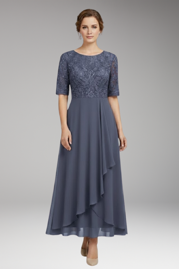 Women's Midi Dress High Waist Short Sleeves