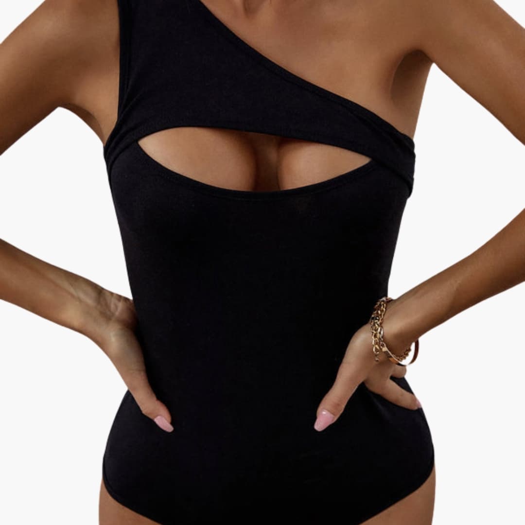 Women's One Shoulder Swimsuit Solid Color