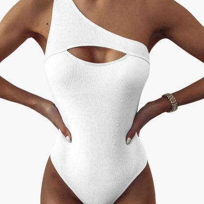 Women's One Shoulder Swimsuit Solid Color - VibreMode