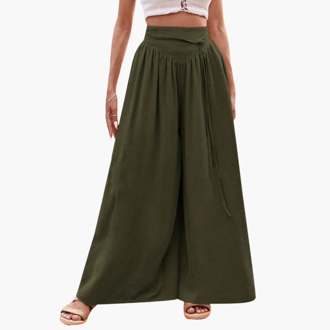 Women's Palazzo Pants Elastic Waist Floral Print