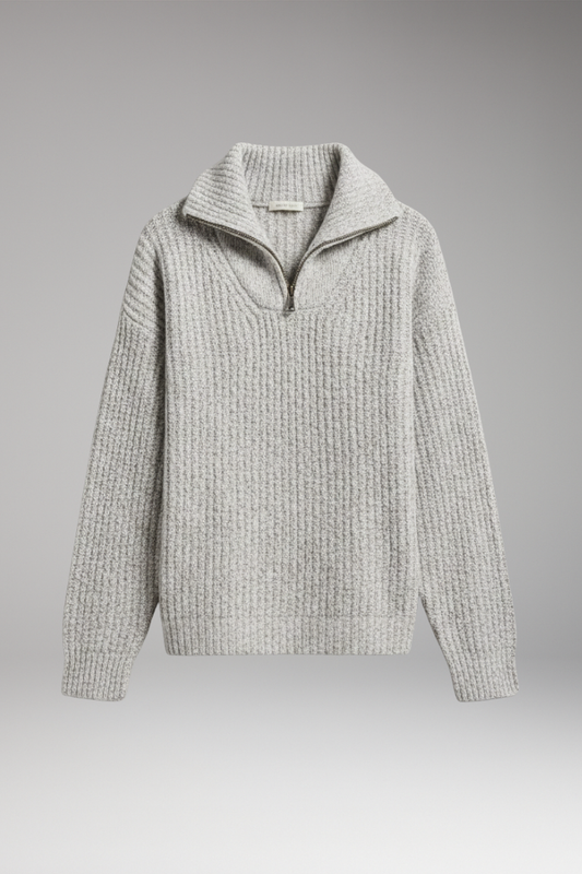 Women's V-Neck Half-Zip Pullover Sweater - VibreMode