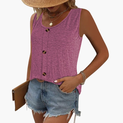 Women's Sleeveless Casual Decorative Buttons - VibreMode