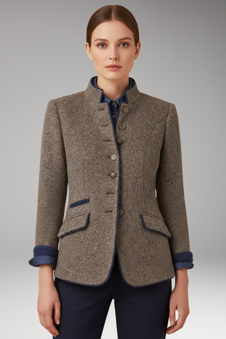 Women's Vintage Blazer Stand Up Collar