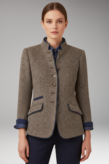 Women's Vintage Blazer Stand Up Collar