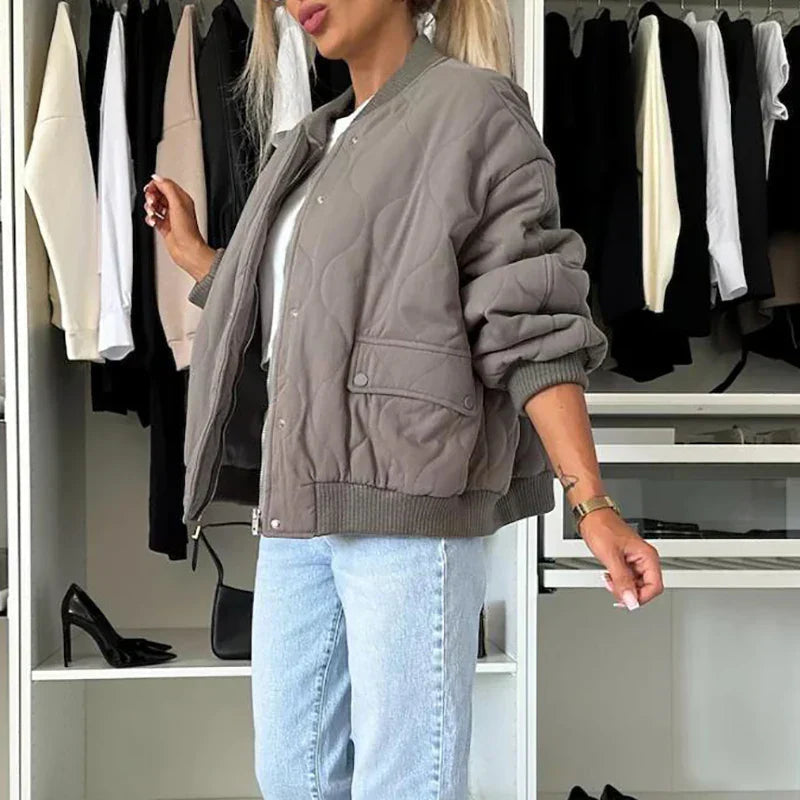 Women's Bomber Jacket Autumn Cotton Trendy Olive