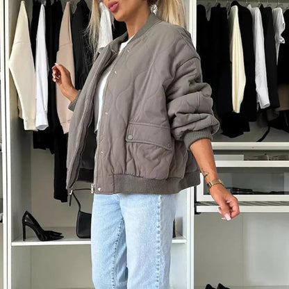 Women's Bomber Jacket Autumn Cotton Trendy Olive