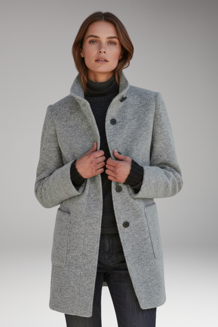 Women's High Collar Button Coat