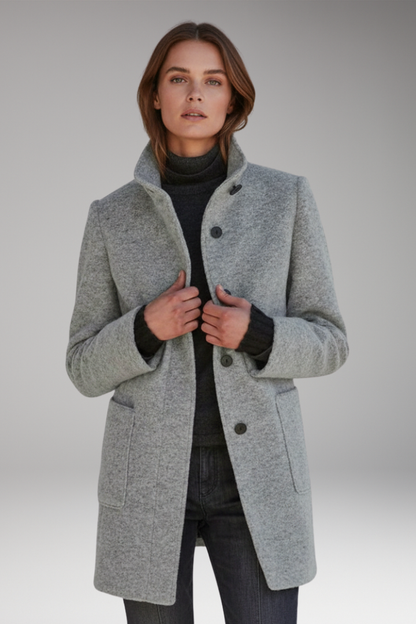 Women's High Collar Button Coat