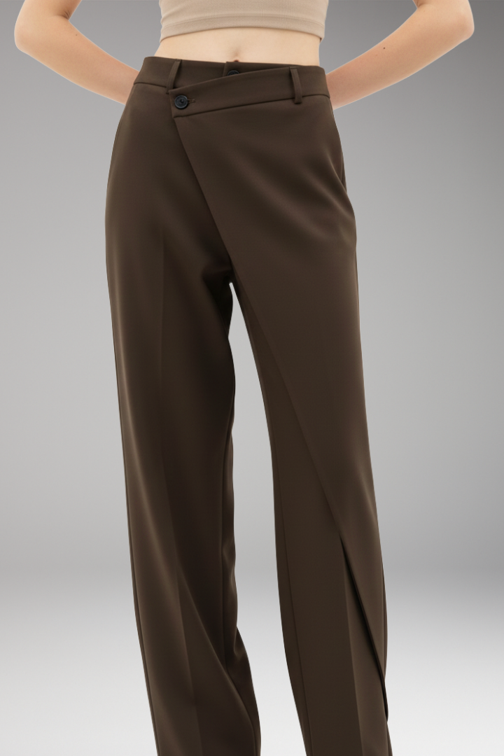 Women's Wide Leg Dress Pants Asymmetrical Design