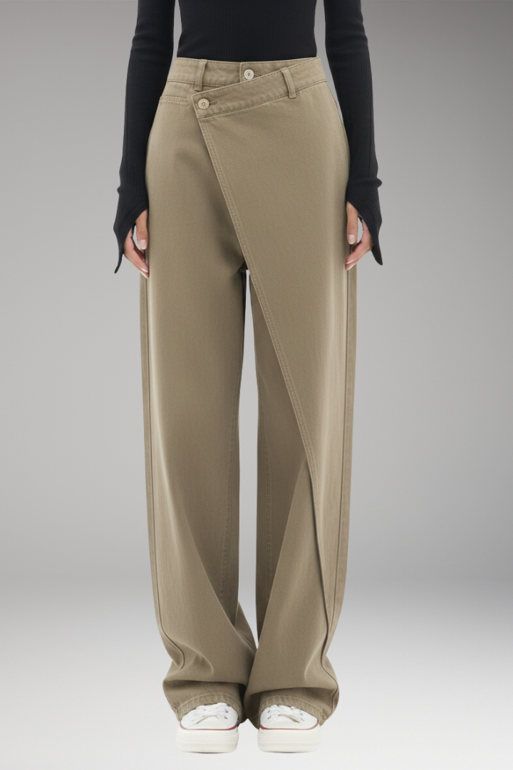 Women's Wide Leg Dress Pants Asymmetrical Design