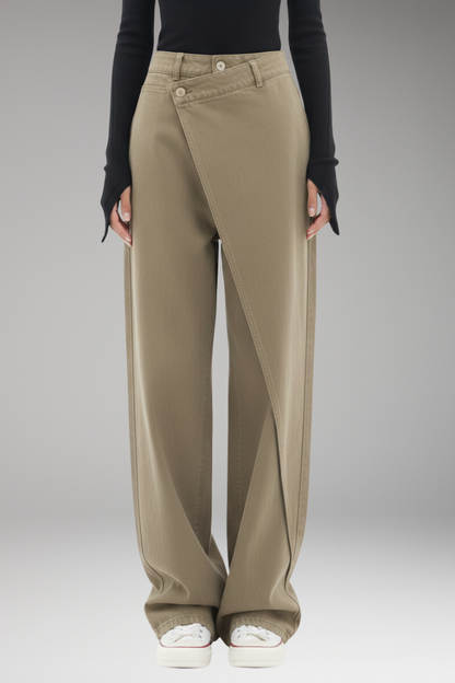 Women's Wide Leg Dress Pants Asymmetrical Design