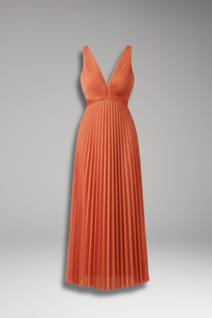 Women's V-Neck Dress Pleated Skirt - VibreMode