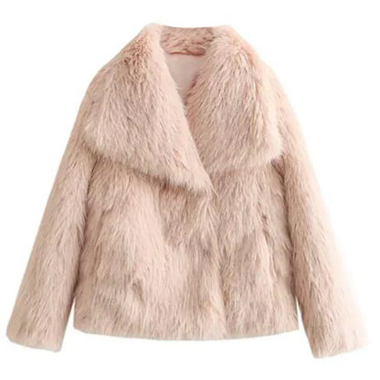 Chic Ladies Short Faux Fur Coat