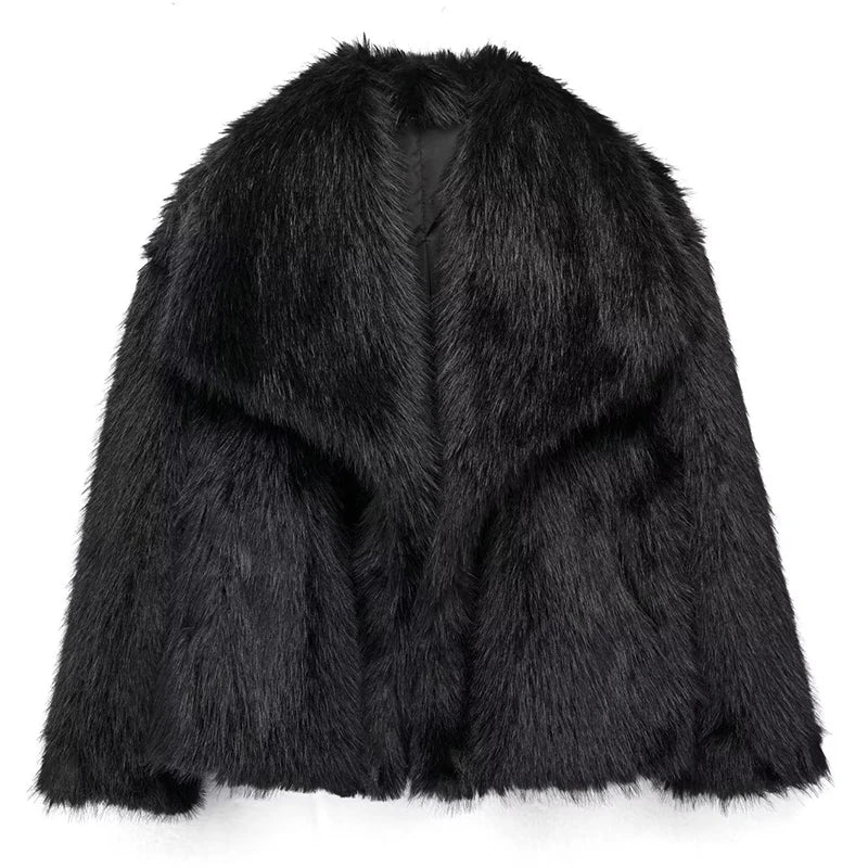 Chic Ladies Short Faux Fur Coat