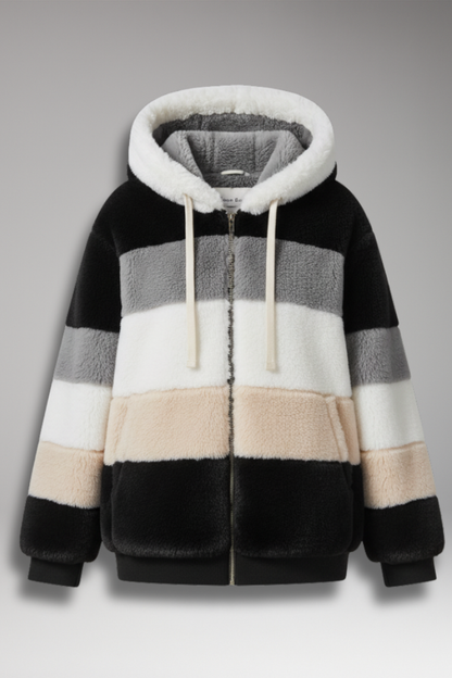 Women's Hooded Zip Coat Textured - VibreMode