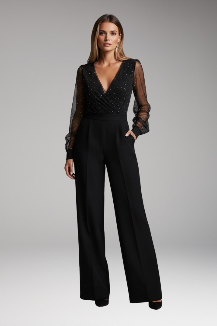 Women's Round Neck Straight Leg Jumpsuit