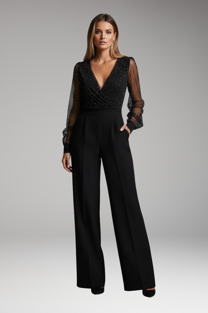Women's Round Neck Straight Leg Jumpsuit