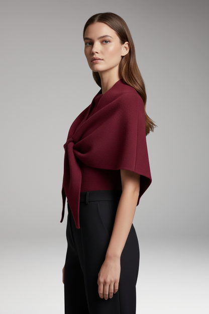 Women's Knit Shawl Draped Edges