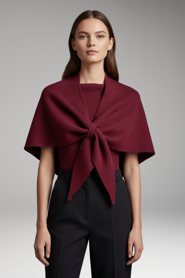 Women's Knit Shawl Draped Edges