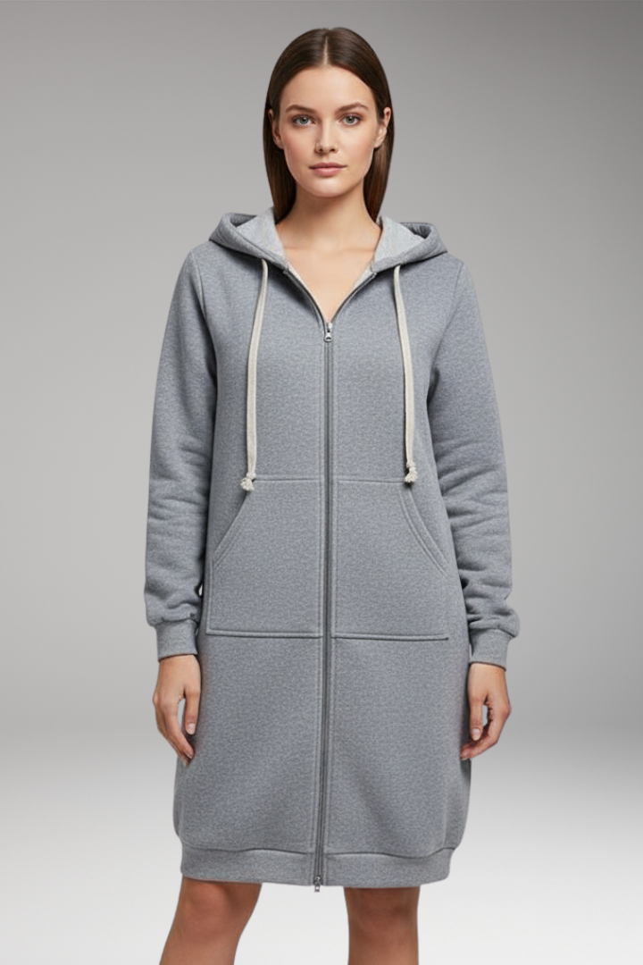Women's Longline Zip Up Hoodie With Pockets